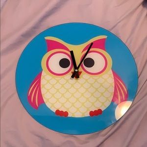 Painted Glass Owl Clock